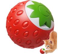 Boule en mouvement jouet pour chat, balle intelligente pour chat, balle roulante à la fraise - Arrêt automatique, jouet interactif rechargeable pour chats d'intérieur, petits chiens, chiots, chaton