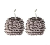 Boule Essuie-Mains Chenille 400ml Capacité Lavable(gray) | Chenille double face, séchage en secondes, absorption rapide, 17x17cm, blanc gris bleu