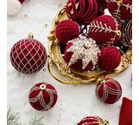 Boule floquée et nœud à suspendre pour sapin de Noël, cérémonie de mariage, fête prénuptiale, fête et jardin (S)