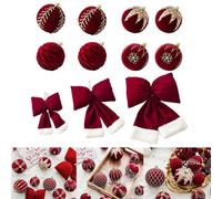 Boule floquée pour décoration de Noël - Nœud - Pendentifs à suspendre pour sapin de Noël, cérémonie de mariage, fête prénuptiale, décoration de la maison et du jardin (L)