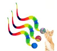 Boule Gonflable avec Queue - 3pcs Balles De Jouets pour Chat, Jouet De Jeu De Chaton avec Queues, Balles Rebondissantes en Caoutchouc Coloré | Jouet De Balle De Chat Interactif Amusant, Petit Po