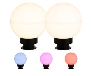 Boule lumineuse d'extérieur lampe à brancher boule lumineuse télécommande décoration de jardin changement de couleur dimmable, câble 5m, 2x LED RGB 8,5W 806Lm blanc chaud, DxH 20x51 cm, lot de 2