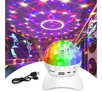 Boule lumineuse disco stroboscopique DJ avec haut-parleur Bluetooth RVB, lumières de scène, lumières portables en cristal pour Noël, karaoké, club, pub, spectacle, cinéma maison (blanc)