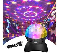 Boule lumineuse disco stroboscopique DJ avec haut-parleur Bluetooth RVB, lumières de scène, lumières portables en cristal pour Noël, karaoké, club, pub, spectacle, cinéma maison (noir)