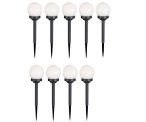 Boule lumineuse solaire 10 cm boule lumineuse solaire jardin LED décoration de jardin boule solaire pour extérieur petit, durée d'éclairage environ 6-8 heures, H 38 cm, lot de 9