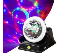 Boule magique colorée à charge solaire, lumière d'ambiance RVB, Boule disco, rotation à 360°, Mini Lampes Disco, 7Couleur Lampe de Scène Projecteur pour Soiree,KTV,DJ,Fête,Noël, Bar (Noir)
