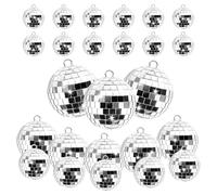 Boule miroir disco, 25 pièces boules miroir argentées à suspendre, mini boule disco décoration petites boules disco avec corde pour fête à la maison, mariage, arbre de Noël, fête d'anniversaire