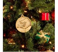 Boule Mon Premier Noël en bois personnalisable, personnalisé le ""prénom"" - Diamètre 9 cm