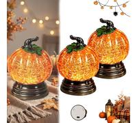 Boule Neige Citrouille éclairée Paillettes, décor Boule Neige d'automne