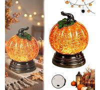 Boule Neige Citrouille éclairée Paillettes, décor Boule Neige d'automne