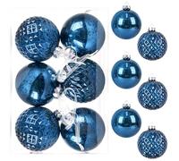Boule Noel ø 10 CM - 6 Pièces,Grosses Boules de Noel Plastique Incassables, Décorations Sapin de Noël Bleu Foncé, Boules de Noël XL,Decoration Sapin Grosse Boule-Noel Exterieur avec Crochet