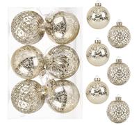 Boule Noel ø 10 CM - 6 Pièces,Grosses Boules de Noel Plastique Incassables, Décorations Sapin de Noël Champagne, Boules de Noël XL,Decoration Sapin Grosse Boule-Noel Exterieur avec Crochet