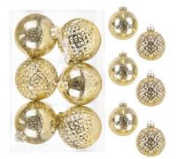 Boule Noel ø 10 CM - 6 Pièces,Grosses Boules de Noel Plastique Incassables, Décorations Sapin de Noël Or, Boules de Noël XL,Decoration Sapin Grosse Boule-Noel Exterieur avec Crochet