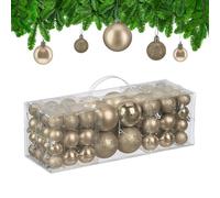 Relaxdays Boule de Noël, lot Pratique de 76, en Plastique, pour décorer Votre Sapin comme il se Doit, Champagne