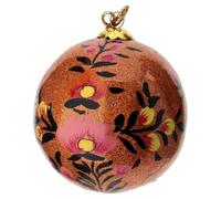 Boule Noël pailletée Orange Papier mâché 80 mm