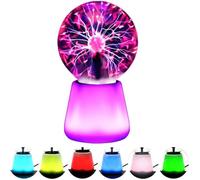 Boule Plasma Interactive avec Base 7 Couleurs - Sensible au Toucher et Son - Effets Foudre - Décoration Bureau Chambre Fête