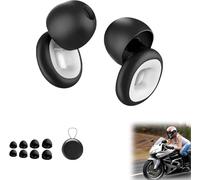 Boule Quies,Bouchon d'Oreille,Bouchons d’oreilles Moto,Anti Bruit SNR 27 dB,Bouchons d'oreilles Anti-vent Réutilisables,Bouchons Oreilles pour Dormir,avec 8 Embouts (Noir, 2 paires)