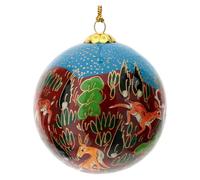 Boule Sapin Noël Amis de la forêt Bleu Ciel 80 mm