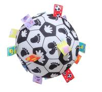 Boule sensorielle en tissu | Jouet multisensoriel en peluche avec hochet | Jouet éducatif précoce aux couleurs à contraste élevé avec étiquettes, jouet de motricité fine
