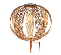 Boule solaire aspect rouille pour l'extérieur Lampe solaire rouille jardin Lampe solaire boule orientale, avec effet lumineux et piquet de terre, 1x LED blanc chaud, D 30 cm