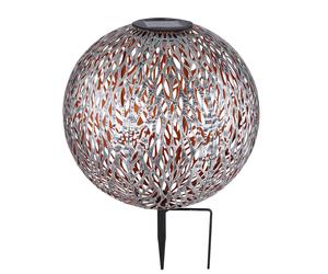 Boule solaire éclairage extérieur boule solaire lumière jardin, poinçons décor, or argent antique, batterie LED, DxH 27 x 38 cm