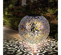 Boule Solaire Extérieure Bornes Lumineuses Lampe de Balcon LED Argent H 40 CM