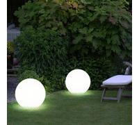 Boule lumineuse solaire boule de jardin boule solaire décoration de jardin LED solaire pour extérieur 25 cm, avec piquet de sol et support de balcon, H 42,5 cm, lot de 2
