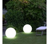 Boule lumineuse solaire boule de jardin boule solaire décoration de jardin LED solaire pour extérieur 25 cm, avec piquet de sol et support de balcon, H 42,5 cm, lot de 2
