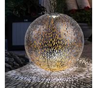 Boule Solaire Jardin Lampe D'Extérieur LED Pointe de Balcon Argent Or H 38 CM