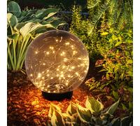 Lampe solaire de jardin Lampe boule fumée LED Lampe d'extérieur Boule solaire, avec piquet de terre, fumée,50x 0,06W LED, DxH 30x40 cm