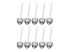 Boule The Filtre à thé en forme de cœur avec poignée acier inoxydable, passoire, cuillère, infuseur, accessoires cuisine pour les Théières(10PCS-Silver)