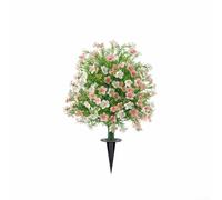 Boule topiaire en buis artificiel avec piquet, résistant aux UV, pour décoration de pelouse, entretien des plantes de patio en 7 couleurs (rose et blanc)