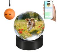 Boule vidéo personnalisée, boule de cristal de 7 cm avec lumière LED pour des occasions mémorables, compatible avec WiFi, cadeaux souvenirs décoratifs (orange)