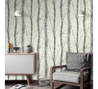 Bouleau Arbre Forêt Argent Paillette Mèches Erismann Papier Peint Crème 5433-47