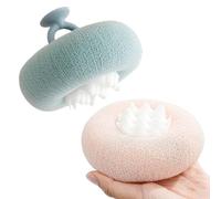Bouleaux Sponge-Shower-Luffa Balls | Sponge de douche - 2 Set 11x11x3cm PP PVC avec un réseau de réseau de ventou