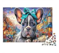 Bouledogue 1000 Pièces Carton Premium Chien Mignon Chiot Coffret Puzzle Adulte Jeu Éducatif Détente Cadeau Saint-Valentin Anniversaire 70x50cm/1000pcs