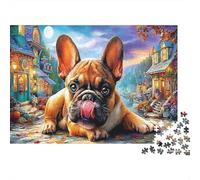 Bouledogue 1000 Pièces Carton Premium Chien Mignon Chiot Coffret Puzzle Adulte Jeu Éducatif Détente Cadeau Saint-Valentin Anniversaire 70x50cm/1000pcs