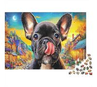 Bouledogue 1000 Pièces Carton Premium Chien Mignon Chiot Coffret Puzzle Amateurs Famille Jeu Stimulant Plaisir Familial Cadeau Saint-Valentin Hautement Noté 52x38cm/1000pcs