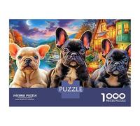 Bouledogue 3 Couches Carton Chiens aux Couleurs Vives Puzzle, Jeu Difficile Adultes, Soulagement Stress Loisirs, Décor Mural & Cadeau Collectionneurs Famille 38x26cm/1000pcs