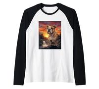 Bouledogue Anglais Amoureux des Chiens Vintage Coucher de Soleil forêt Nature Art Manche Raglan