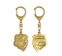 Bouledogue anglais, Bulldog II - porte-clés chien plaqué or dans un coffret cade