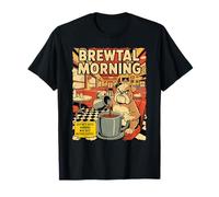Bouledogue Anglais café Barista drôle rétro Comique Matin T-Shirt