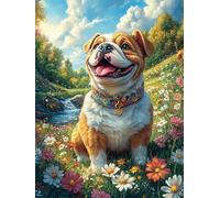Bouledogue Anglais dans Le Jardin 300 Pièces Puzzle Débutant en Carton sans Déformation Contes de fées fantastiques d'animaux Sauvages Facile Apprentissage Anti-Stress Passe-Temps Idée Cadeau Saint