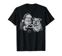 Bouledogue Anglais Père Noël en Forme de cœur pour Amoureux des Chiens T-Shirt