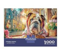 Bouledogue Anglais, Puzzle de Casse-tête Premium en Carton, Bouledogue dans la Ville colorée, entraînement cérébral, décoration de Maison, 38x26cm/1000pcs