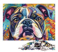 Bouledogue Anglais Puzzles en Bois 1000 Pièces pour Adultes DécoRation Intérieure Jeux Éducatifs Cadeaux d'anniversaire pour Jeu De Défi Familial Stress Relief 1000pcs (75x50cm)