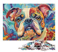 Bouledogue Anglais Puzzles en Bois pour Adultes 1000 Pièces DécoRation Jeux Éducatifs Jeu De Défi Familial Cadeaux d'anniversaire pour Stress Relief 1000pcs (75x50cm)