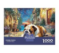 Bouledogue Dormant dans Un Jardin de Nuit Puzzle 1000 Pièces pour Relaxation, Hobby Zen, Carton Épais, Emboîtement Sûr Et Précis 70x50cm/1000pcs