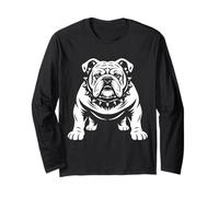 Bouledogue Dur Noir et Blanc Vector Dog Face Portrait Art Manche Longue