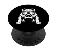 Bouledogue Dur Noir et Blanc Vector Dog Face Portrait Art PopSockets PopGrip Adhésif